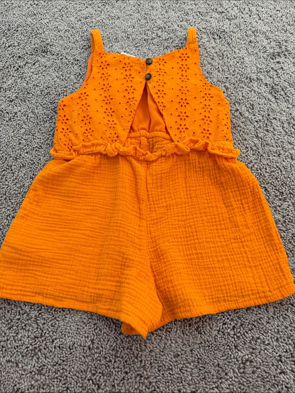 cupcakes & cashmere Orange Eyelet Gauze Romper